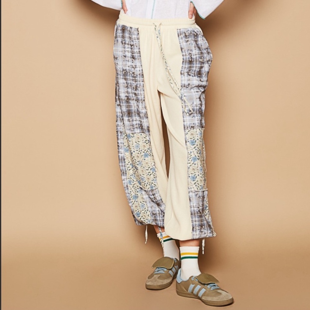 POL Cream and Gray Patchwork Pants - image 1